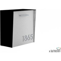Briefkasten Mit Aluminiumbürste Silber Gesicht, Schwarz Aluminium Körper Und Graue Acryl Nummer, Modernes Design, Benutzerdefinierte Wand Mailbox von SolPixieDust