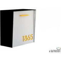 Briefkasten Mit Aluminiumbürste Silber Gesicht, Schwarzer Körper Und Gelbe Acryl Nummer, Modernes Design, Benutzerdefinierte Mailbox, Wandmontierte von SolPixieDust