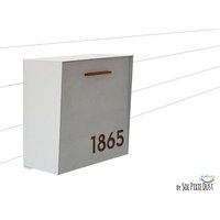Briefkasten Mit Beton Gesicht | Tür, Pinsel Silber Aluminium Körper Und Braune Acryl Nummer, Modernes Design, Benutzerdefinierte Wand Mailbox, Typ 1 von SolPixieDust
