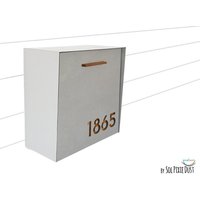 Briefkasten Mit Beton Gesicht | Tür, Pinsel Silber Aluminium Körper Und Holz Lack Nummer, Modern Style, Benutzerdefinierte Mailbox, Wand Montiert von SolPixieDust