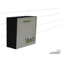 Briefkasten Mit Beton Gesicht | Tür, Schwarz Aluminium Körper Und Grünem Acryl, Modernes Design Benutzerdefinierte Mailbox, Wand Mailbox Mailnest von SolPixieDust
