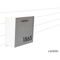 Briefkasten Mit Beton Gesicht | Tür, Weißer Aluminium Körper Und Schwarze Acryl Nummer, Modernes Design, Benutzerdefinierte Mailbox, Wand Typ 1 von SolPixieDust