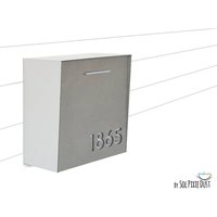 Briefkasten Mit Betonfläche | Tür, Gebürstetem Silbernem Aluminiumkörper Und Grauem Acryl, Benutzerdefinierter An Der Wand Befestigter von SolPixieDust