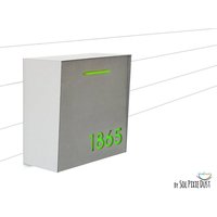 Briefkasten Mit Betongesicht | Tür, Aluminiumkörper in Gebürstetem Silber Und Hellgrünem Acryl, Modernes Design, Benutzerdefinierter von SolPixieDust