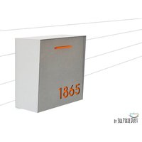 Briefkasten Mit Betongesicht | Tür, Gebürstetem Aluminiumaluminiumkörper Und Orangefarbenem Acryl, Modernes Design Benutzerdefinierter von SolPixieDust