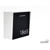 Briefkasten Mit Schwarzem Aluminiumgesicht, Silbernem Gebürstetem Körper Und Grauer Acrylnummer, Modernes Design, Benutzerdefinierter von SolPixieDust
