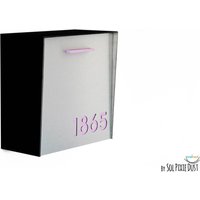 Briefkasten Mit Silberfarbenem Gesicht Aus Gebürstetem Aluminium, Schwarzem Körper Und Lila Acrylnummer, Modernes Design, Benutzerdefinierter von SolPixieDust