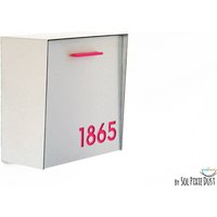 Briefkasten Mit Silbernem Gesicht Und Körper Aus Aluminiumbürste Rosa Acrylnummer, Modernes Design, Benutzerdefinierter Wandbriefkasten Mailnest von SolPixieDust