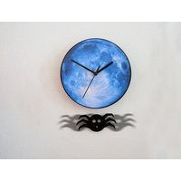 Incy Wincy Spider Swinging On The Moon - Wanduhr Mit Pendel Unikat Wanddeko Geschenkidee von SolPixieDust