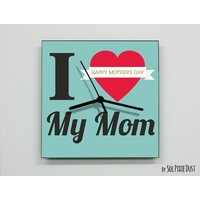 Muttertag Wanduhr - I Love My Mom von SolPixieDust