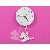 Swinging Girl - Wanduhr Mit Pendel Unikat Wanddeko Kinderzimmer Deko Geschenkidee von SolPixieDust