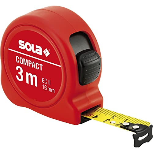 SOLA Compact Roll-Maßband 3m mit EG-Prüfzeichen-Genauigkeit 2 rot SOLA Compact Roll-Maßband 3m mit EG-Prüfzeichen-Genauigkeit 2 rot von Sola