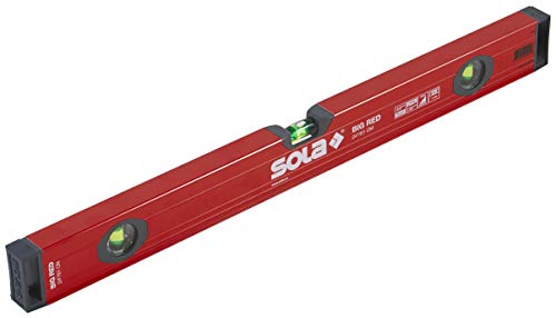 SOLA LSB24 Wasserwaage mit 3 Libellen mit 60% vergrößerten Ampullen, 61 cm, Rot von Sola