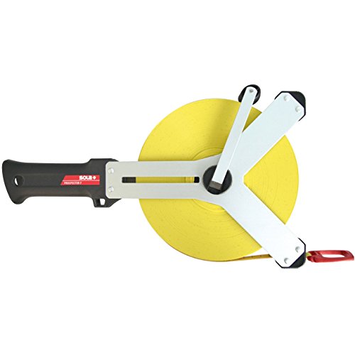 SOLA PROSPECTOR F - Maßband Glasfaser 30m / 13mm - gelb mit mm Skala - Genauigkeitsklasse II - Bandmaß mit Multifunktions-Endhaken - Metermaß Länge - 50m, 30m von Sola