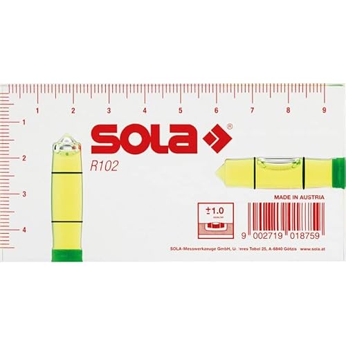 SOLA R102 Klein-Wasserwaage aus glasklarem Block 9,5cm von Sola