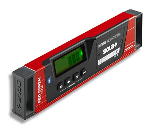 SOLA - RED 25 digital - digitale Wasserwaage mit Bluetooth - Wasserwaage digital mit LCD - Fernsteuerung über Smartphone und App - Neigungsmesser digital - IP65 von Sola