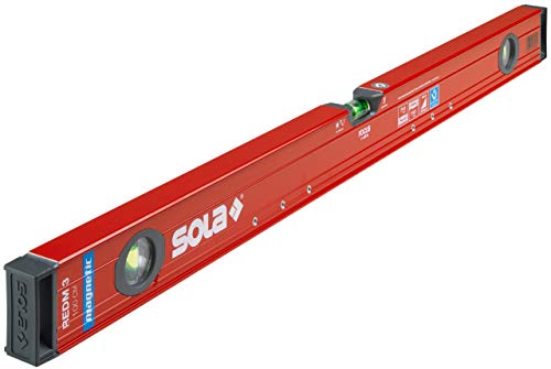 SOLA RedM 100 - Wasserwaage magnetisch 100 cm - starker Halt durch Neodym Magnete - Wasserwaage mit Magnet 100cm - patentierte SOLA-Focus Libelle - mit schockabsorbierenden Endkappen von Sola