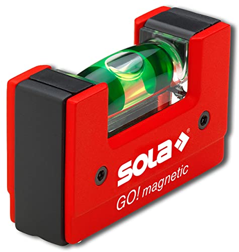 Sola GO! magnetic - Mini-Wasserwaage magnetisch aus glasfaserverstärktem Kunststoff - Sola Magnet-Wasserwaage klein mit V-Nut für Rohre - kleine Pocket-Wasserwaage magnetisch von Sola