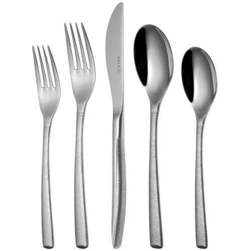 Sola Hermitage Besteck Set - 8 Personen Essbesteck - 70 Teilig, 18/10 Rostfreiem Stahl - Robustes & Elegantes Design - Tafelbesteck - Spülmaschinenfest - Set mit Messern, Gabel, Löffel & mehr von Sola