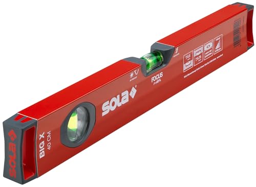 SOLA BIGX 40 - Wasserwage 40 cm - patentierte SOLA-FOCUS Libelle - mit schockabsorbierenden Endkappen von Sola