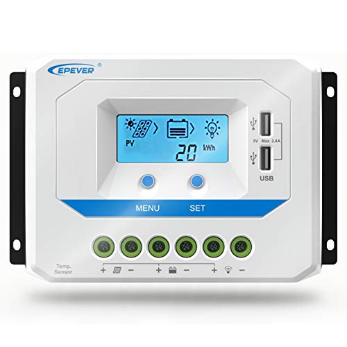 EPEVER® 45A Solarladeregler 12V/24V/36V/48V Intelligenter Solarpanel-Batterie Laderegler mit LCD Display und Doppeltem USB-Anschluss - 45A von SolaMr