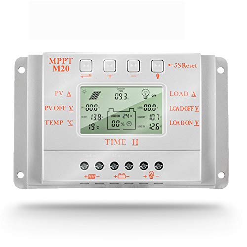 SolaMr 20A Solarladeregler 12V/24V Automatische Erkennung der Spannung Solarpanel-Intelligenzregler mit LCD Display - M20 von SolaMr