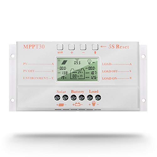 SolaMr 30A Solarladeregler 12V/24V Automatische Erkennung der Spannung Solarpanel-Intelligenzregler mit LCD Display und USB-Anschluss - M30 von SolaMr