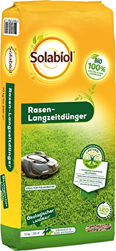 Solabiol Rasen-Langzeitdünger, natürlicher Bio Rasendünger mit 120 Tage Langzeitwirkung und natürlichem Wurzelstimulator, 10 kg Sack für 250m² Solabiol Rasen-Langzeitdünger, natürlicher Bio Rasendünger mit 120 Tage Langzeitwirkung und natürlichem Wurzelstimulator, 10 kg Sack für 250m² von Solabiol