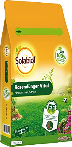 Solabiol Rasendünger Vital mit Langzeitwirkung für Frühjahr und Sommer, organischer Dünger, verdrängt Moos, vitaler Rasen, staubarmes Granulat, 14 kg Sack für 350 m² Solabiol Rasendünger Vital mit Langzeitwirkung für Frühjahr und Sommer, organischer Dünger, verdrängt Moos, vitaler Rasen, staubarmes Granulat, 14 kg Sack für 350 m² von Solabiol