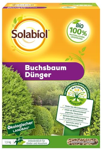 Solabiol Buchsbaum-Dünger, 100% organischer Langzeitdünger für Buchsbäume mit Wurzelaktivator, 1,5 kg von Solabiol