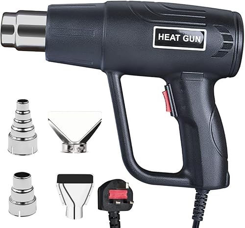 Heißluftpistole, 2000 W, professionelle Heißluftpistole, 60-600 °C, einstellbare Temperatur, digitales LCD-Display, 2 einstellbare Temperaturen, Überlastschutz, 6 Zubehörteile (schwarz) von Solace