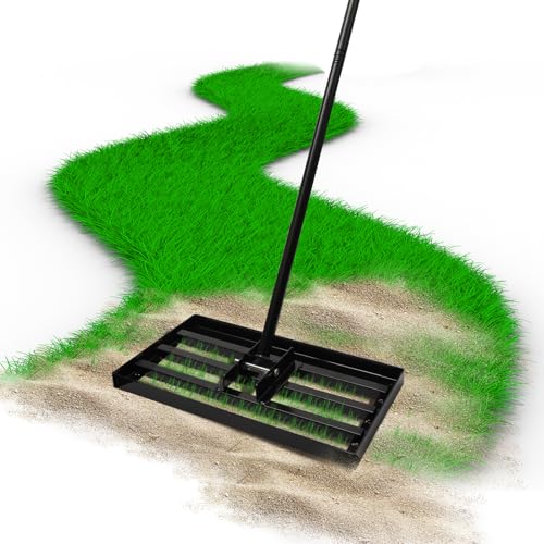 Rasenplanierer,Rasenrakel , 41 x 25 cm, 183 cm Stiellänge, Edelstahl, Verstellbarer Stiel, Professionelles Rasenpflegewerkzeug für Garten, Golfplatz und Farm von Solace