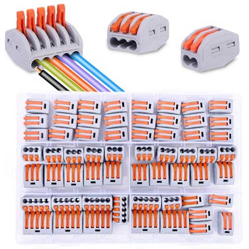 Kabelverbinder,60 Elektrische Anschlüsse mit Steuerstange, Elektrischer Anschluss,PCT – 212 (30 Stück),PCT – 213 (20 Stück),PCT – 215 (10 Stück) Verbindungsklemme (Kunststoffbox) von Solace