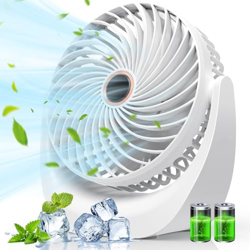 Solace Tischventilator Ultra Leise,Tischventilator USB,Mini Ventilator,4000mAh Wiederaufladbare Batterie,5Geschwindigkeitsstufen,360 Drehbare Einstellbare für Schlafzimmer Büro Kleiner Ventilator von Solace