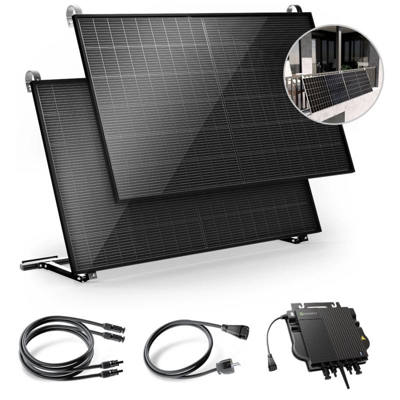 Solakon Balkonkraftwerk 1000W 800W Solaranlage mit Balkonhalterung Steckerfertig Komplettset 800W Kabellänge 5m von Solakon