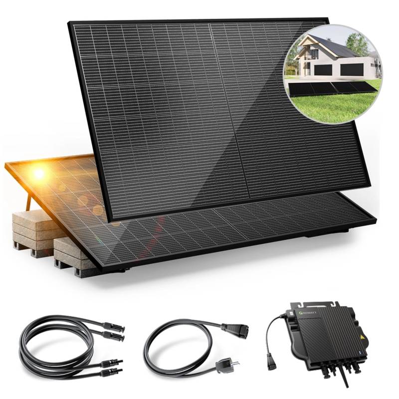 Solakon Balkonkraftwerk 1000W 800W Solaranlage mit Gartenhalterung Steckerfertig Komplettset 800W Kabellänge 5m von Solakon