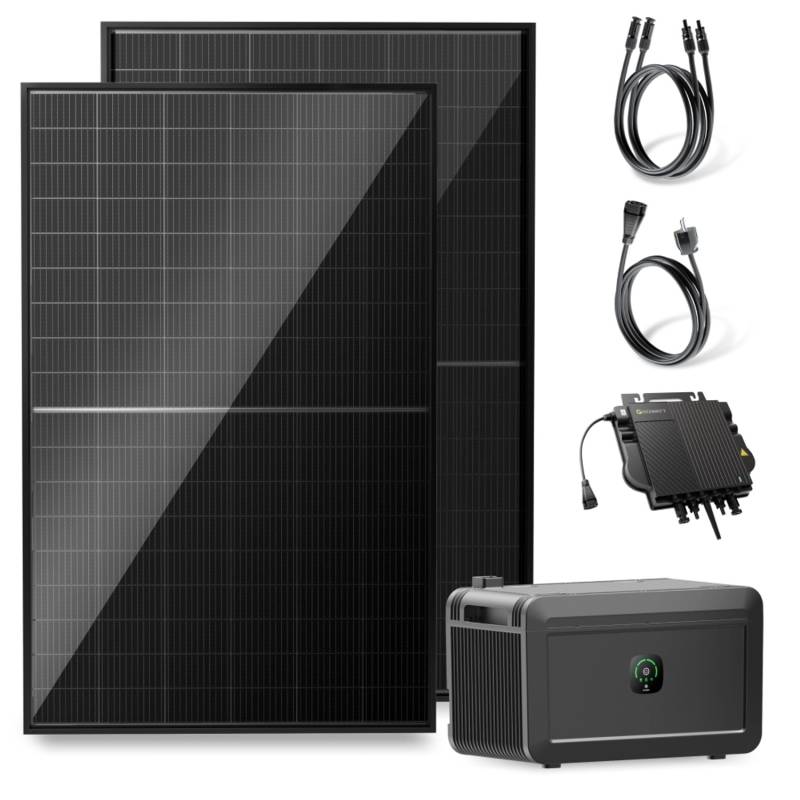 Solakon Balkonkraftwerk 1000W 800W Solaranlage mit Speicher Steckerfertig Komplettset 800W Kabellänge 10m von Solakon