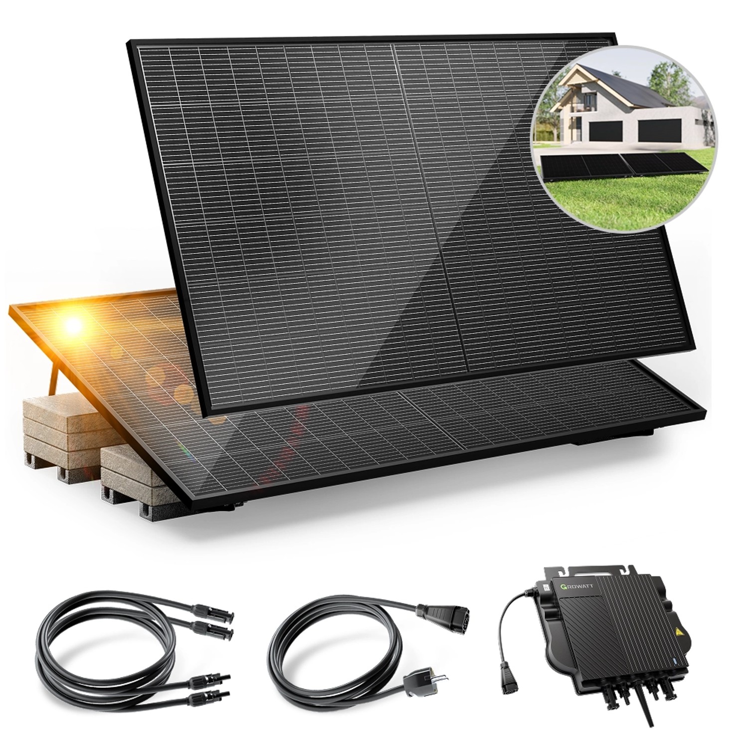 Solakon Balkonkraftwerk 1000W Solaranlage mit Gartenhalterung Steckerfertig Komplettset Photovoltaik 800W Kabellänge 10m Solakon Balkonkraftwerk 1000W Solaranlage mit Gartenhalterung Steckerfertig Komplettset Photovoltaik 800W Kabellänge 10m von Solakon