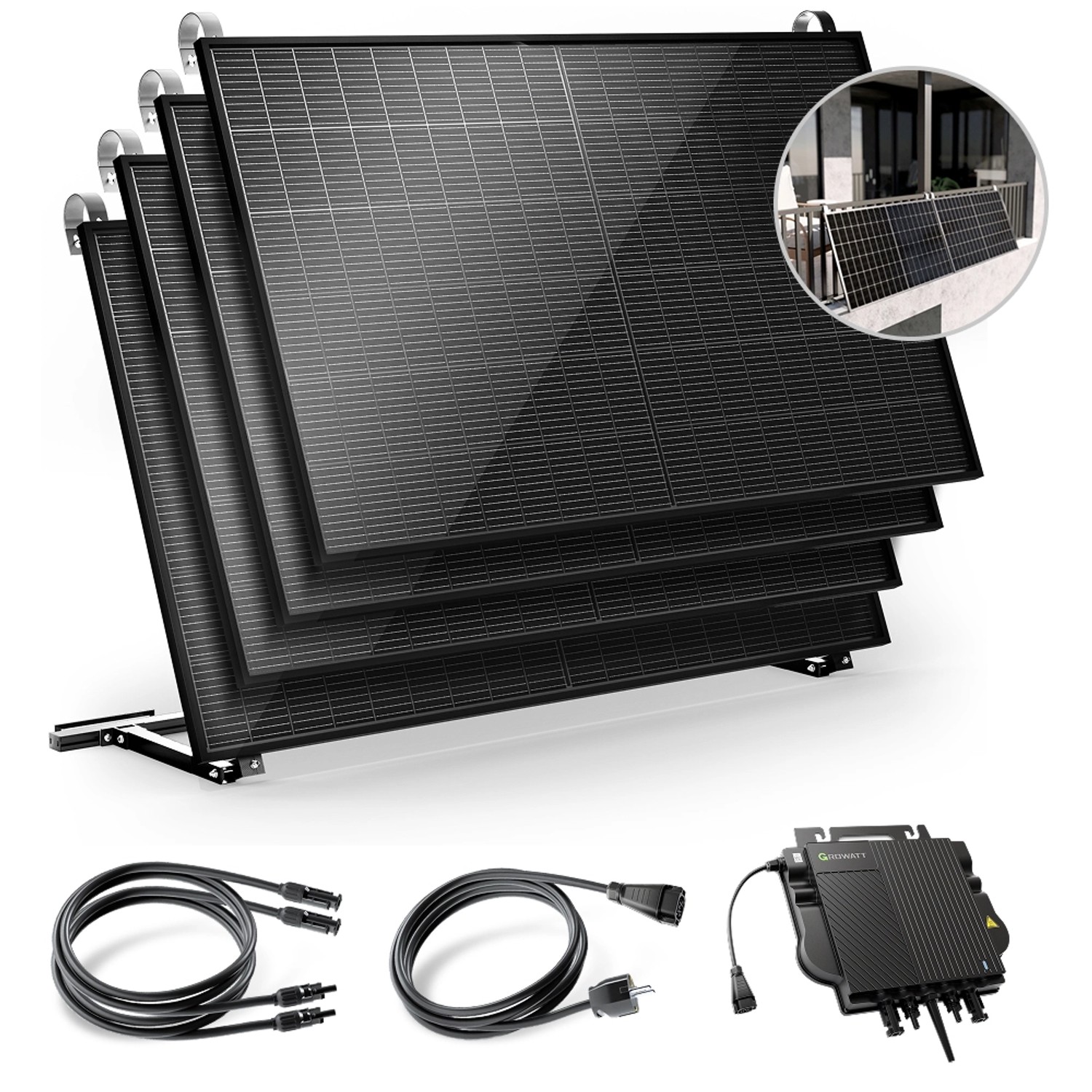 Solakon Balkonkraftwerk 2000W 800W Solaranlage mit Balkonhalterung Steckerfertig Komplettset 800W Kabellänge 10m Solakon Balkonkraftwerk 2000W 800W Solaranlage mit Balkonhalterung Steckerfertig Komplettset 800W Kabellänge 10m von Solakon