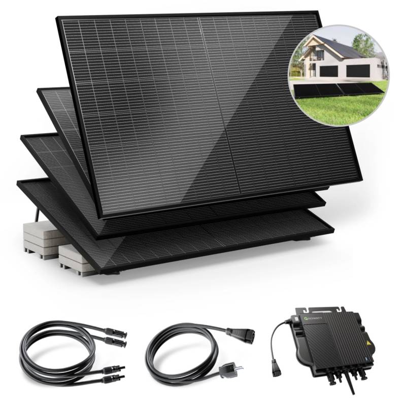 Solakon Balkonkraftwerk 2000W 800W Solaranlage mit Gartenhalterung Steckerfertig Komplettset 800W Kabellänge 10m von Solakon