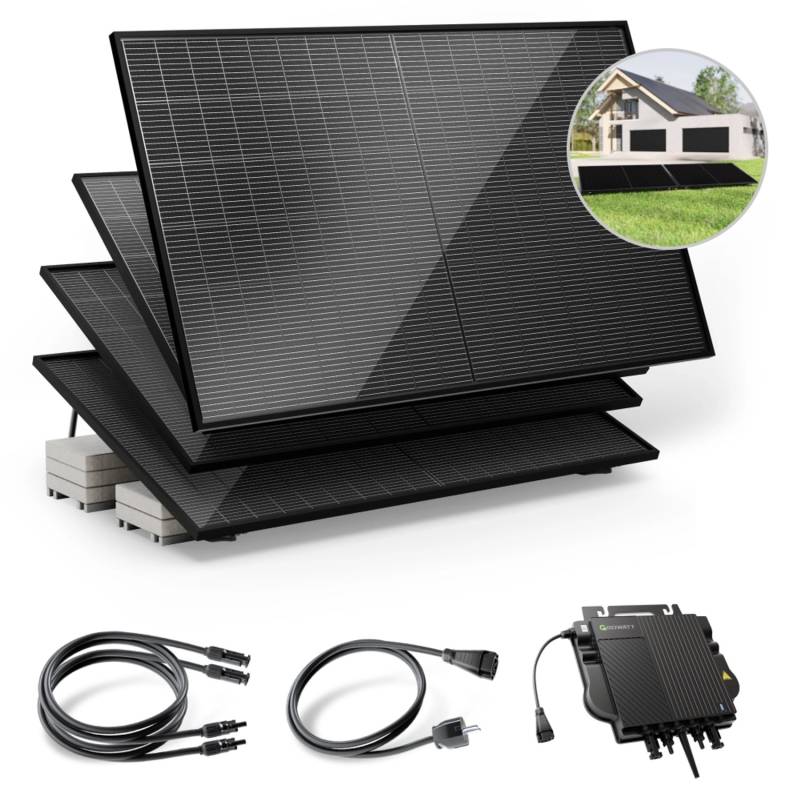 Solakon Balkonkraftwerk 2000W 800W Solaranlage mit Gartenhalterung Steckerfertig Komplettset 800W Kabellänge 5m von Solakon
