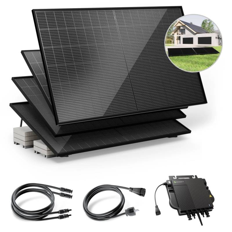 Solakon Balkonkraftwerk 2000W Solaranlage mit Gartenhalterung Steckerfertig Komplettset Photovoltaik 800W Kabellänge 10m von Solakon