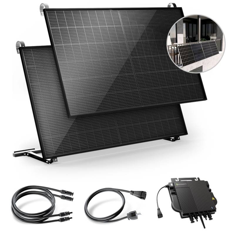 Solakon Balkonkraftwerk 900W 800W Solaranlage mit Balkonhalterung Steckerfertig Komplettset Photovoltaik Anlage 800W Kabellänge 10m von Solakon