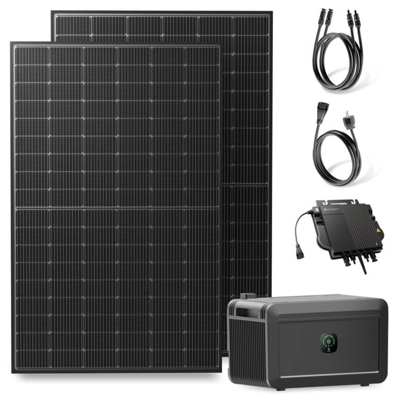 Solakon Balkonkraftwerk 900W 800W Solaranlage mit Speicher Steckerfertig Komplettset Photovoltaik Anlage 800W Kabellänge 10m von Solakon