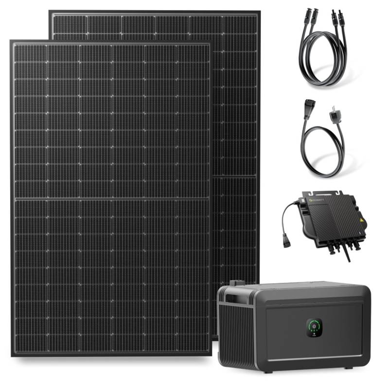Solakon Balkonkraftwerk 900W 800W Solaranlage mit Speicher Steckerfertig Komplettset Photovoltaik Anlage 800W Kabellänge 5m von Solakon