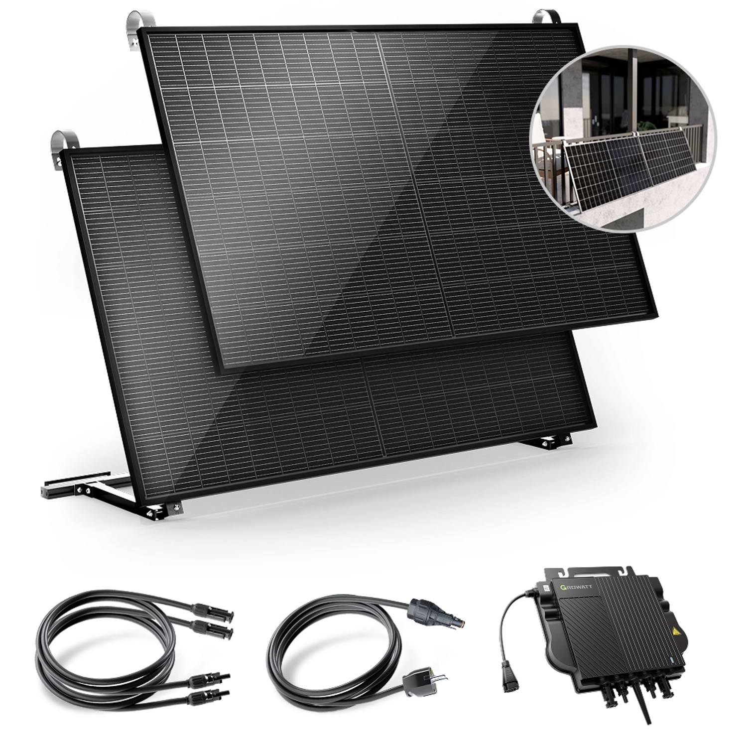 Solakon Balkonkraftwerk 900W Solaranlage mit Balkonhalterung Steckerfertig Komplettset Photovoltaik 800W Kabellänge 10m Solakon Balkonkraftwerk 900W Solaranlage mit Balkonhalterung Steckerfertig Komplettset Photovoltaik 800W Kabellänge 10m von Solakon