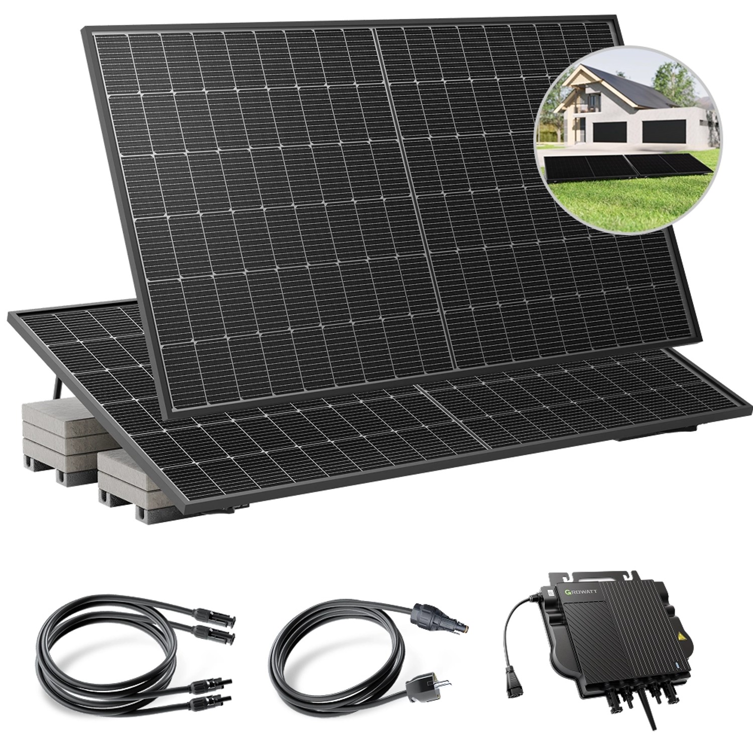 Solakon Balkonkraftwerk 900W Solaranlage mit Gartenhalterung Steckerfertig Komplettset Photovoltaik 800W Kabellänge 10m Solakon Balkonkraftwerk 900W Solaranlage mit Gartenhalterung Steckerfertig Komplettset Photovoltaik 800W Kabellänge 10m von Solakon