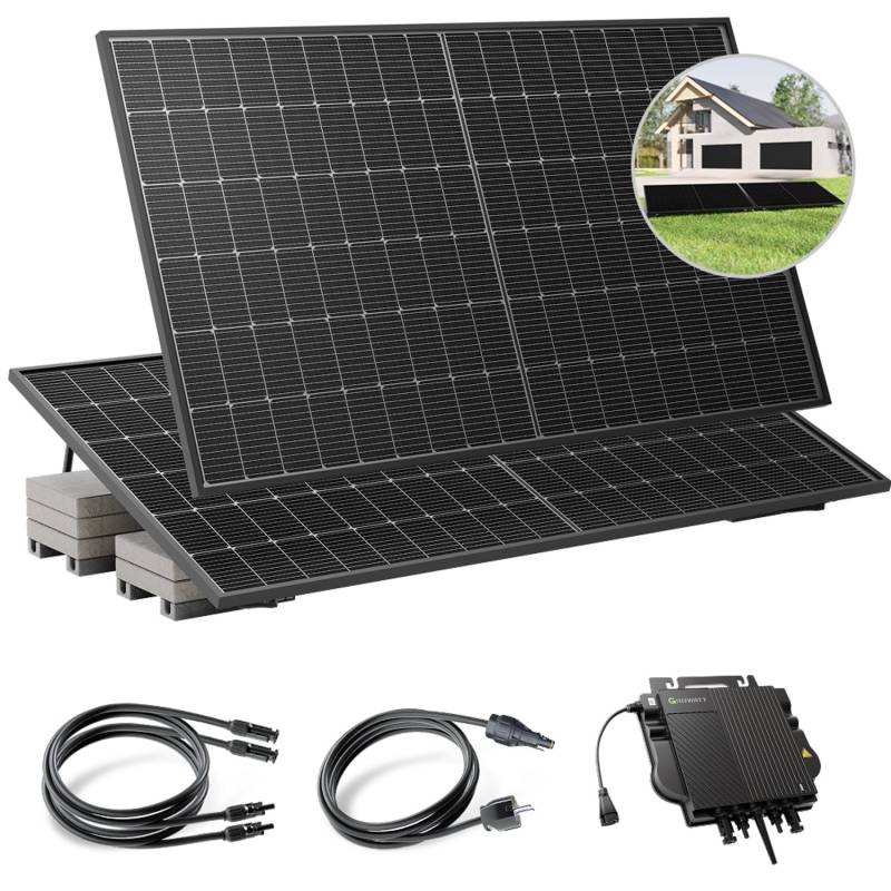 Solakon Balkonkraftwerk 900W Solaranlage mit Gartenhalterung Steckerfertig Komplettset Photovoltaik 800W Kabellänge 10m Solakon Balkonkraftwerk 900W Solaranlage mit Gartenhalterung Steckerfertig Komplettset Photovoltaik 800W Kabellänge 10m von Solakon