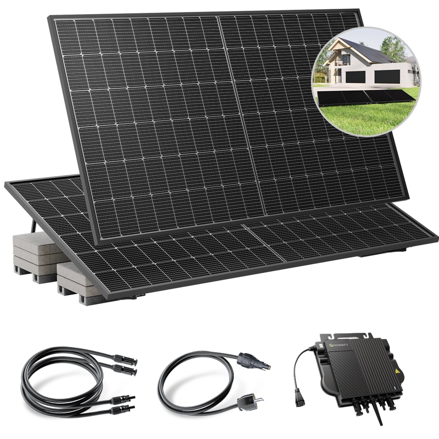 Solakon Balkonkraftwerk 900W Solaranlage mit Gartenhalterung Steckerfertig Komplettset Photovoltaik 800W Kabellänge 5m Solakon Balkonkraftwerk 900W Solaranlage mit Gartenhalterung Steckerfertig Komplettset Photovoltaik 800W Kabellänge 5m von Solakon