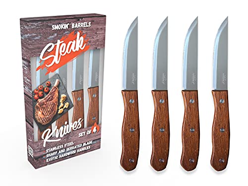 Smokin' Barrels Jumbo Steakmesser mit exotischen Hartholzgriffen, 4 Stück von Solance